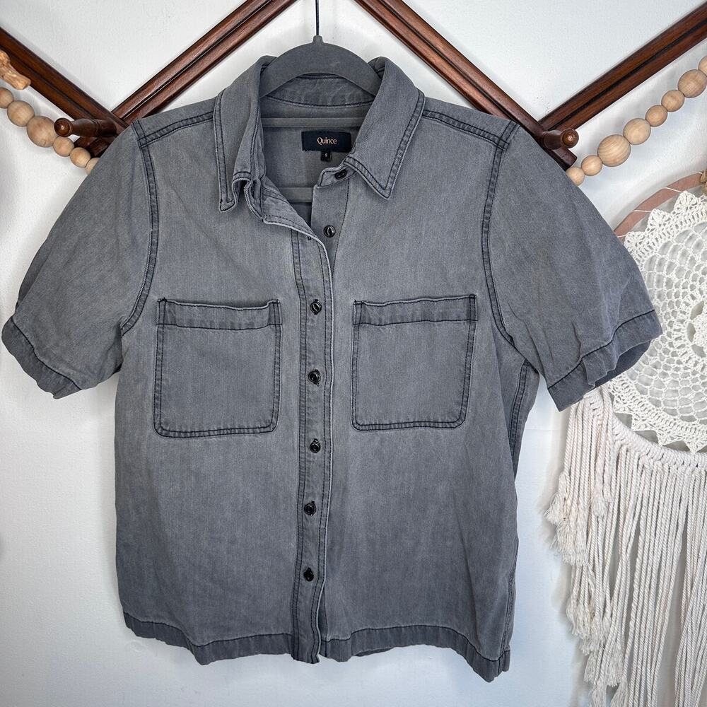 Quince Gray Button Down Top